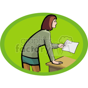 Cartoon Woman Organizing Papers