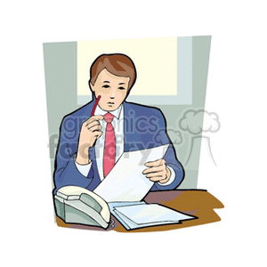 Businessman Reviewing Documents