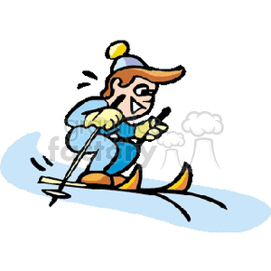 Cartoon Skier in Winter Clothing