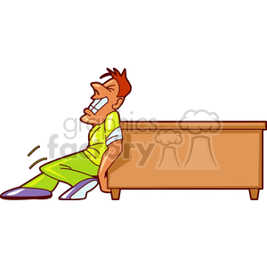 Cartoon Man Pushing a Desk