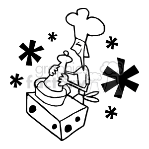   The clipart image shows a simplified, stylized illustration of a chef cooking. The chef is wearing a traditional chef