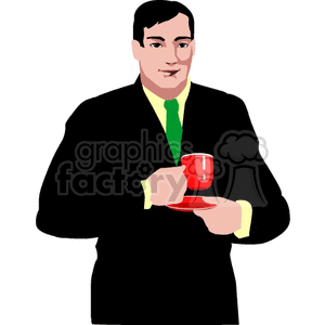 Businessman Holding Red Cup