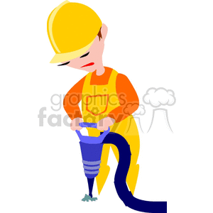 Construction Worker Using Jackhammer