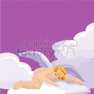 Peaceful Angel Resting on Clouds