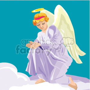 Kneeling Angel with Halo and Wings