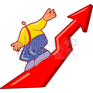 Business Growth Cartoon Character on Arrow