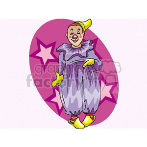 A Clown In Purple Standing with a Star Background