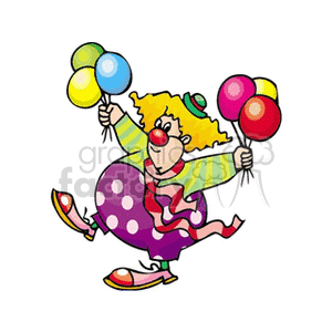 Colorful Circus Clown with Balloons