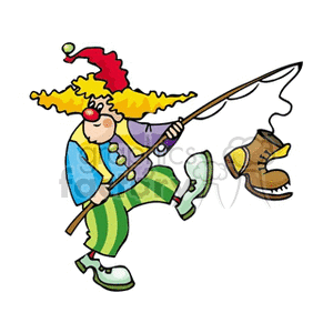 Funny Clown Fishing Cartoon