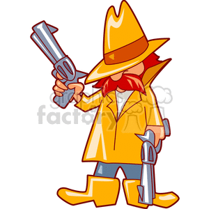 Cartoon Cowboy with Pistols