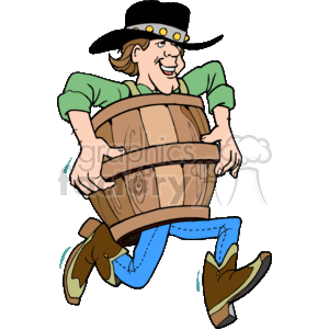 Cartoon Cowboy with Barrel