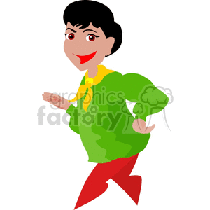 Energetic Dance with Green Shirt and Red Pants