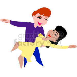 A colorful clipart image of two people dancing, with one dipping the other in a playful and happy manner.