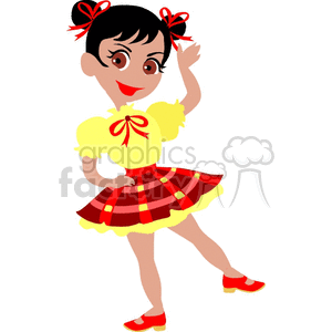 A Young Girl Dress in a Cloggers Uniform Waiving