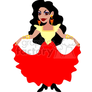 Colorful Cartoon Spanish Dancer