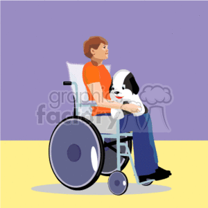 A Young Boy Sitting in a Wheelchair Holding a Stuffed Dog