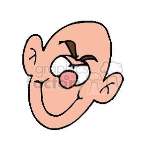 Cartoon Bald Smiling Man's Face