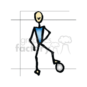 Stick Figure Boy with Soccer Ball