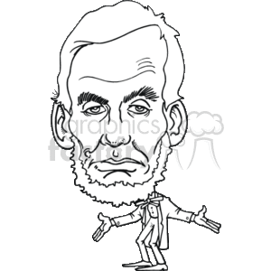 The image is a black and white clipart illustration of Abraham Lincoln, the 16th President of the United States. It depicts a caricature of his face with a prominent beard and a tall stature, indicating his iconic height and appearance.