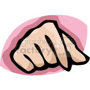 Clipart of a hand pointing forward with a pink background.