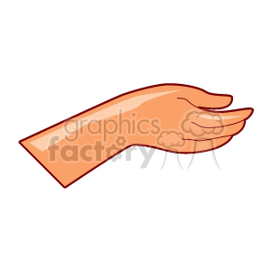 A clipart image of a human hand with an open palm, illustrated in a simple style.