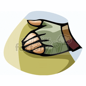 Cartoon-style illustration of a clenched hand wearing a glove.