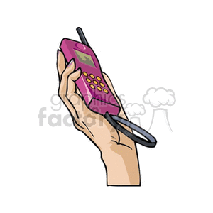 Hand Holding Pink Cell Phone