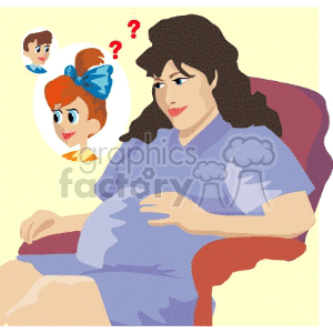 A pregnant women daydreaming of her unborn child
