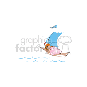 Little girl sleeping in a boat