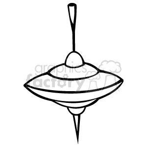 The clipart image depicts a spinning top, a classic toy often enjoyed by children. It features a pointed tip at the bottom, a wider mid-section, and a slender stem at the top for gripping and spinning.