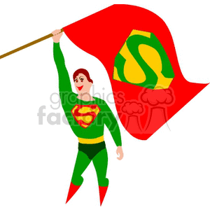 Superhero Holding Flag