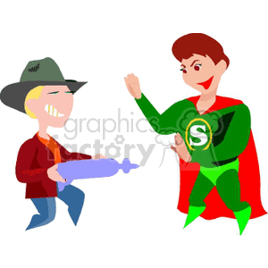 Colorful Cartoon Superhero and Friend