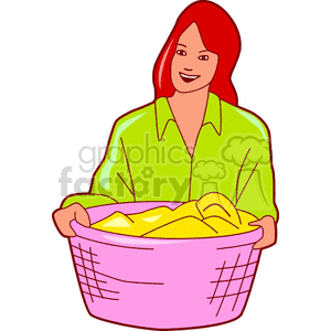 girl holding  laundry basket