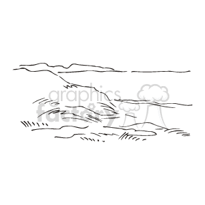   The image is a simple black and white line drawing that represents an ocean or coastal scene. It features stylized waves that suggest the motion of water. There are no distinct landmarks that specifically indicate it