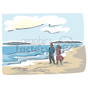 Couple Enjoying a Serene Beach Walk