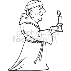 Monk Holding Candle - Religious Christian Imagery