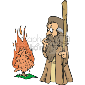 Moses next to the burning bush
