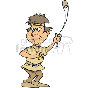 The clipart image features a cartoon representation of a young man holding a sling, a tool commonly associated with the biblical story of David and Goliath. The character is depicted with an expression of determination or concentration, possibly in preparation to launch a stone from the sling.
