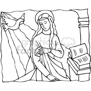 Mary with Holy Spirit Dove – Religious Illustration