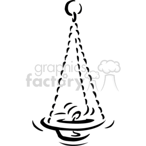 This clipart image features a stylized drawing of a candle with a flame at the top and a drip tray or holder underneath. The candle appears to be conical in shape with dashed outlines, possibly indicating that it's melting or giving off a glow.