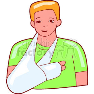 A boy with a broken arm