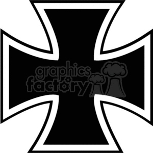 The clipart image shows a black and white image of an Iron Cross, which is a symbol that has been used for various military and civil purposes. The Iron Cross typically consists of a cross with arms that are wider in the center, and this particular image appears to be a simplified, stylized version of the symbol.
