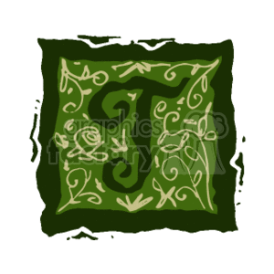 Green Flamed Letter T