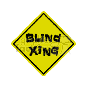 Blind Crossing Alert Road Sign