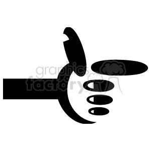 This is a black and white clipart image of a stylized hand with fingers extended, creating a spacing effect as if indicating the concept of space or a gap between the fingers. The image has a minimalist design, suitable for various graphic representations of spacing, counting, or gesturing.
