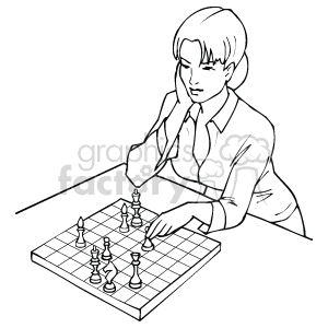 The clipart image shows a person playing chess. The individual appears focused and is contemplating a move.
