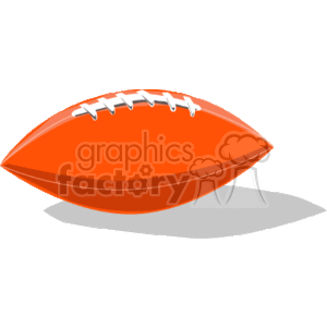   The image is a clipart representation of an American-style football. It features an oval-shaped ball, typically used in American football, with a brown/orange color and white laces on the top. 