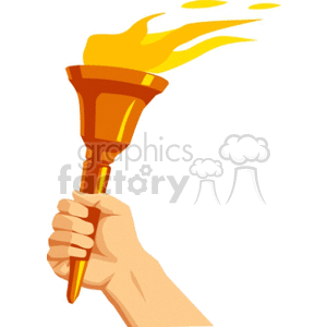 Hand holding an olympic torch