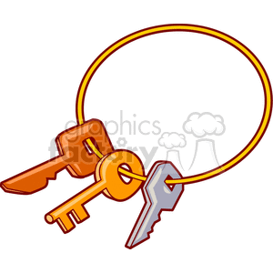 Illustration of three colorful keys on a keyring.