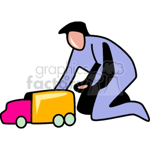 Kid pushing a toy truck